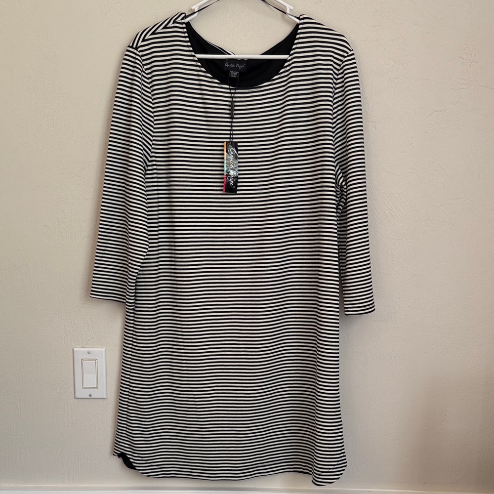 Charlie Paige Monochrome Striped Dress NWT